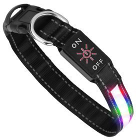 Light Up Dog Collar LED Dog Collar Safety Night Glowing Dog Collar with 9 Light Colors IPX7 Waterproof USB Rechargeable S/M/L (Option: LEDDogCollarS)