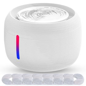 2.5L 84.54OZ Pet Water Fountain Smart Pet Drinking Fountain with LED Light 7 Pack Replaceable Filters Water Level Quiet Pump Dry-Run Protection Cat Do (Option: PetWaterFountainWhite)