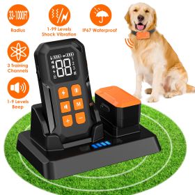 2 In 1 Wireless Electric Dog Fence With Training Collar IP67 Waterproof Pet Beep Vibration Shock Boundary Containment System for Small Medium Large Do (Option: DogFence2Collar)