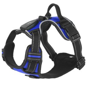 Light Up Dog Harness Rechargeable LED Dog Harness No Pull Lighted Dog Vest with Handle for Small/Medium/Large Dogs (Option: DogHarnessDarkBlueS)