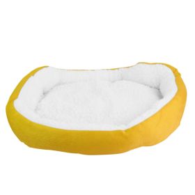 Pet Dog Bed Soft Warm Fleece Puppy Cat Bed Dog Cozy Nest Sofa Bed Cushion For S/M Dog (Option: SmallPetSoftBedYellow)