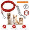 49.2FT Dog Tie Out Cable Long Dog Leash Chew Proof Lead Dog Chain with Durable Spring 360° Rotatable Clips PVC Case for Outside Yard Caming