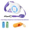 16FT Retractable Dog Leash Extendable Pet Leash Dog Walking Leash with Flashlight RGB Light 2 Rolls of Waste Bags Dispenser Fit for 66-110lbs