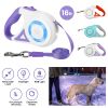 16FT Retractable Dog Leash Extendable Pet Leash Dog Walking Leash with Flashlight RGB Light 2 Rolls of Waste Bags Dispenser Fit for 66-110lbs