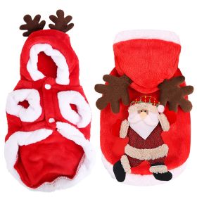 Pet Christmas Clothes Santa Claus Reindeer Antlers Costume Winter Outfit New Year Coat For Small Medium Dogs Cats Available in S/M/L/XL (Option: PetClothesRedM)