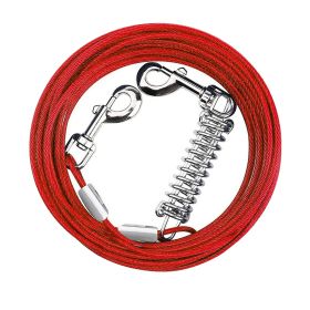 49.2FT Dog Tie Out Cable Long Dog Leash Chew Proof Lead Dog Chain with Durable Spring 360° Rotatable Clips PVC Case for Outside Yard Caming (Option: TieOutCableRed15M)